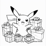 Pikachu with Christmas Presents Coloring Pages 4