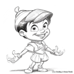 Pinocchio Smiling: Friendly Scenes Coloring Pages 1