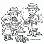 Pioneers Cooking Over Campfires: Oregon Trail Coloring Pages 1