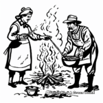 Pioneers Cooking Over Campfires: Oregon Trail Coloring Pages 3