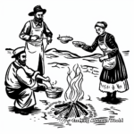 Pioneers Cooking Over Campfires: Oregon Trail Coloring Pages 4