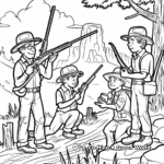 Pioneers Hunting on the Oregon Trail Coloring Pages 1