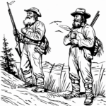 Pioneers Hunting on the Oregon Trail Coloring Pages 2