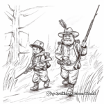 Pioneers Hunting on the Oregon Trail Coloring Pages 3
