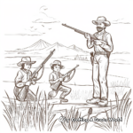 Pioneers Hunting on the Oregon Trail Coloring Pages 4