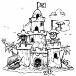 Pirate-Themed Sand Castle Coloring Pages for Adventure Seekers 3