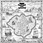 Pirate Treasure Map Maze Coloring Pages 2