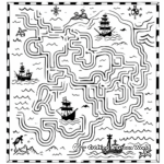 Pirate Treasure Map Maze Coloring Pages 3