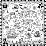 Pirate Treasure Map Maze Coloring Pages 4
