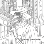 Plague Doctor in Old City Setting Coloring Pages 1