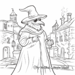 Plague Doctor in Old City Setting Coloring Pages 2