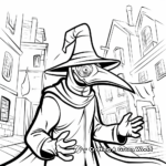 Plague Doctor in Old City Setting Coloring Pages 4