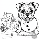 Playful Boxer Puppy Building a Snowman Coloring Pages 2