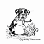 Playful Boxer Puppy Building a Snowman Coloring Pages 4