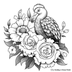Playful Peacock and Peony Coloring Sheets 1