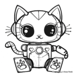 Playful Robot Kitty Coloring Pages 1