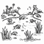 Pond-Related Food Chain: Educational Coloring Pages 1