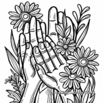 Praying Hands With Flowers Coloring Pages 2