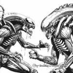 Predator vs Xenomorph: Battle Scene Coloring Pages 1