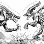 Predator vs Xenomorph: Battle Scene Coloring Pages 3