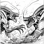 Predator vs Xenomorph: Battle Scene Coloring Pages 4