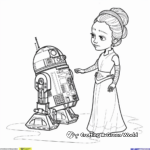 Princess Leia and R2D2 Coloring Pages 1