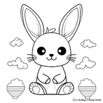 Printable Kawaii Bunny and Rainbow Coloring Pages 1