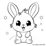 Printable Kawaii Bunny and Rainbow Coloring Pages 2