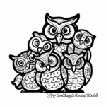 Psychedelic Owl Family Coloring Pages 1