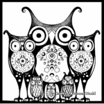 Psychedelic Owl Family Coloring Pages 2