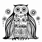 Psychedelic Owl Family Coloring Pages 3