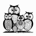 Psychedelic Owl Family Coloring Pages 4