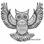 Psychedelic Owl in Flight Coloring Pages 1