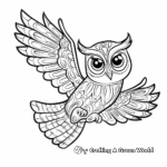 Psychedelic Owl in Flight Coloring Pages 3