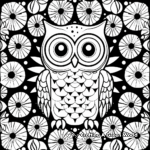 Psychedelic Owl Pattern Coloring Pages 1