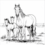 Quarter Horse Family Coloring Pages: Stallion, Mare, and Foal 1