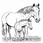 Quarter Horse Family Coloring Pages: Stallion, Mare, and Foal 2