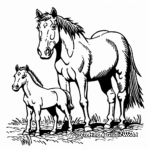 Quarter Horse Family Coloring Pages: Stallion, Mare, and Foal 4