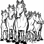 Quarter Horse Herd Coloring Pages 2
