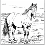 Quarter Horse in the Wild: Prairie-Scene Coloring Pages 1