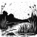 Quiet Night-time Pond Coloring Pages 2