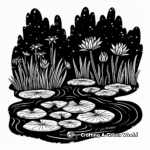 Quiet Night-time Pond Coloring Pages 3