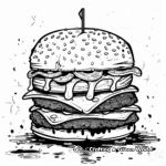 Quirky Double Decker Burger Coloring Pages 1