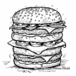 Quirky Double Decker Burger Coloring Pages 2