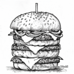 Quirky Double Decker Burger Coloring Pages 3