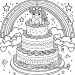 Rainbow Unicorn Cake Coloring Pages 2
