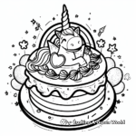 Rainbow Unicorn Cake Coloring Pages 3
