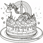 Rainbow Unicorn Cake Coloring Pages 4