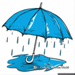 Rainy Day with Blue Umbrella Coloring Pages 2
