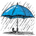 Rainy Day with Blue Umbrella Coloring Pages 4